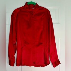 Vintage Stefano Studio Silk High Neck Button Down Blouse Size Large
